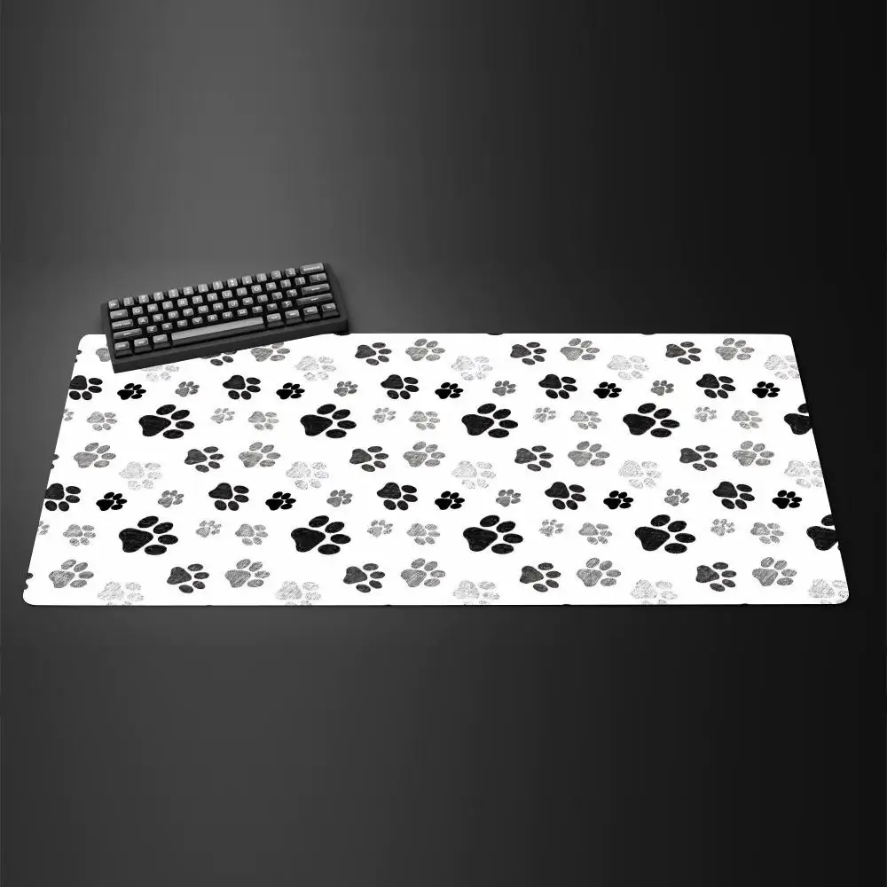 

Большой коврик для мыши с аниме-собаками для ноутбука, черный удлиненный настольный коврик XXL Kawaii Cat Dog Paw, коврик для клавиатуры, коврик для ноутбука, геймерский шкаф, мягкий коврик для мыши