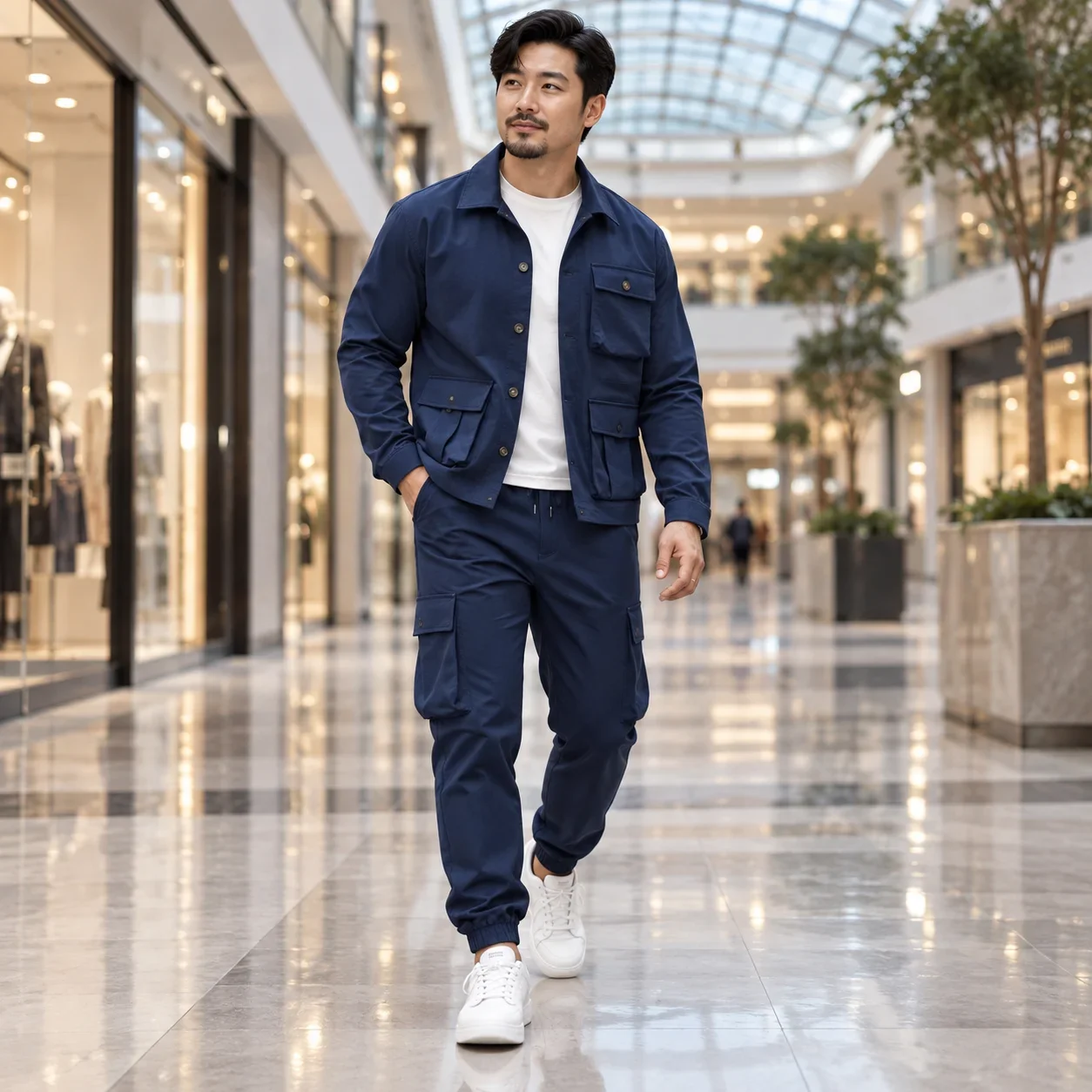 Traje de hombre de estilo vintage para primavera y otoño, chaqueta informal de estilo retro con múltiples bolsillos y tejido de punto, traje completo versátil.
