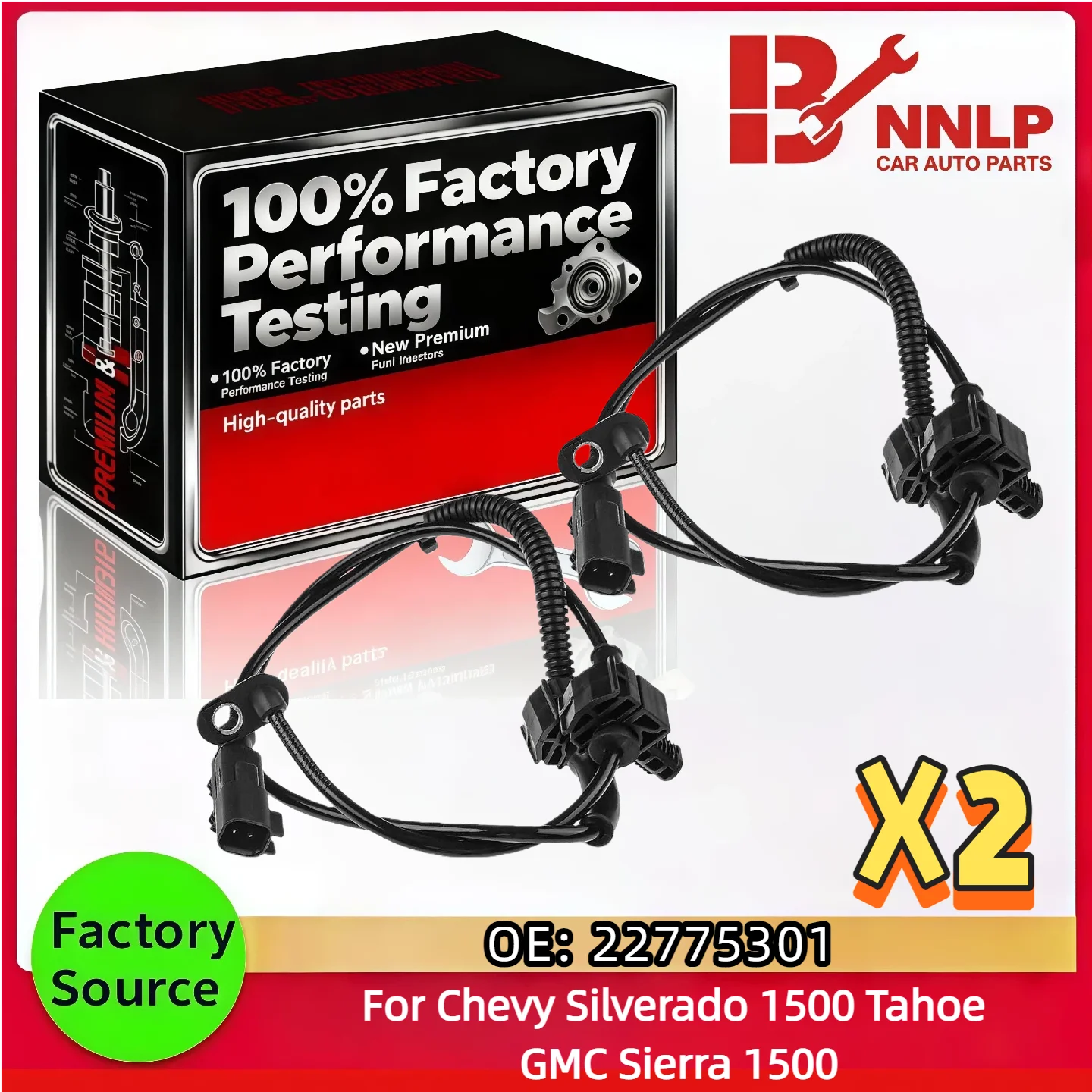 2Pcs Rear ABS Wheel Speed Sensor for Chevy Silverado 1500 Tahoe GMC Sierra 1500 22775301