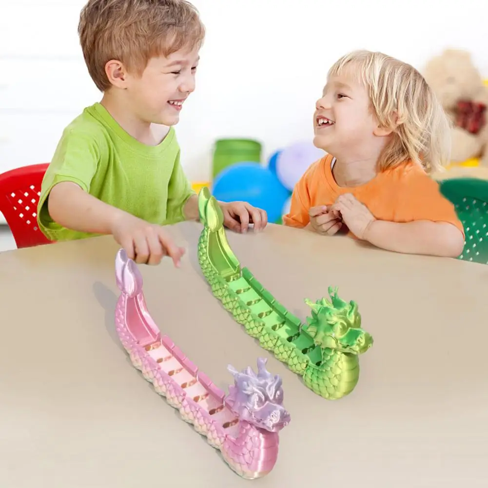 Dragon Boat Model Anxiety Relief Dragon Boat Toy 3d Printed Dragon Boat Figurine with Movable Joints Articulated Loong Model
