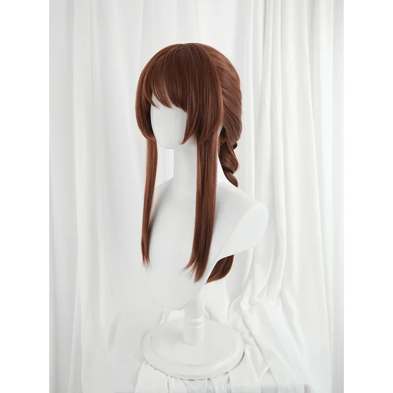 ROLECOS LOL Risen Legend Ahri Cosplay Wig 65cm Brown Color with Braid Wigs Women Heat Resistant Synthetic Hair