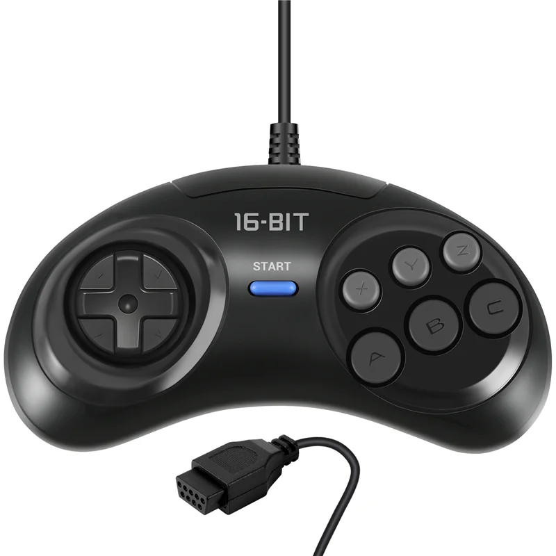 2 Pcs Game Controller For SEGA Genesis For 16 Bit Handle Controller 6 Button Gamepad For SEGA MD Game Accessories Black