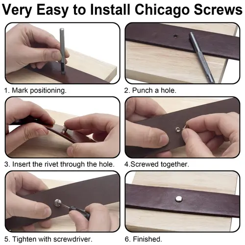 Imagen 2 del producto 110 juegos de tornillos, remaches de cuero, encuadernación para decorar y reparar, cinturón artesanal de cuero, bolso, zapatos, bolso, encuadernación (M5*4,5,6,8,10,12)