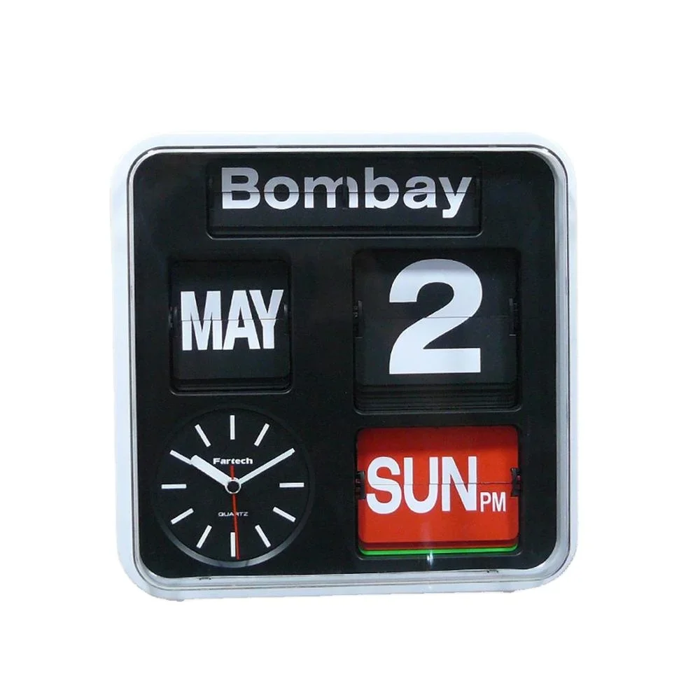 Reloj automático con tapa para colgar en la pared con calendario abatible y fecha de día, reloj con fecha de día y fecha de día