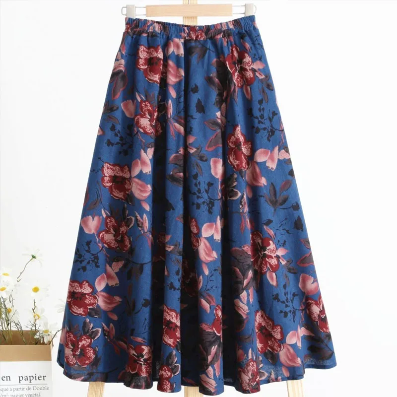 

New Summer Style Floral Skirt for Women with Fat Mm Large Size Cover Hips and Make Them Look Thin and Draped Long Skirt