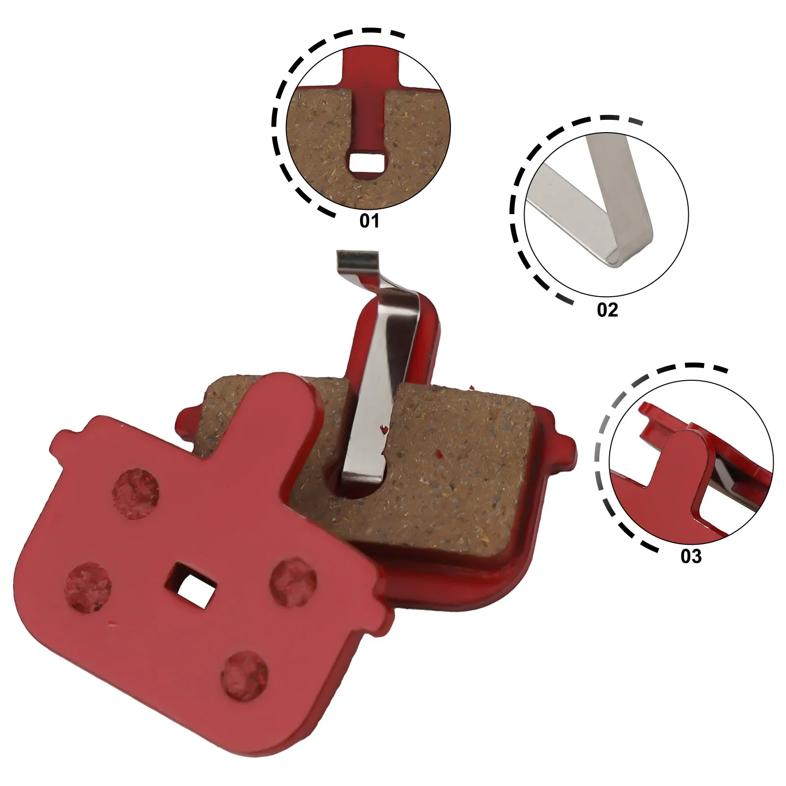 Bicycle Brake Pads Parts Red Semi-Metallic Set TONGLI-8 1 Pair 2pcs Bike Low Disk Wear Mountain Bike High Quality