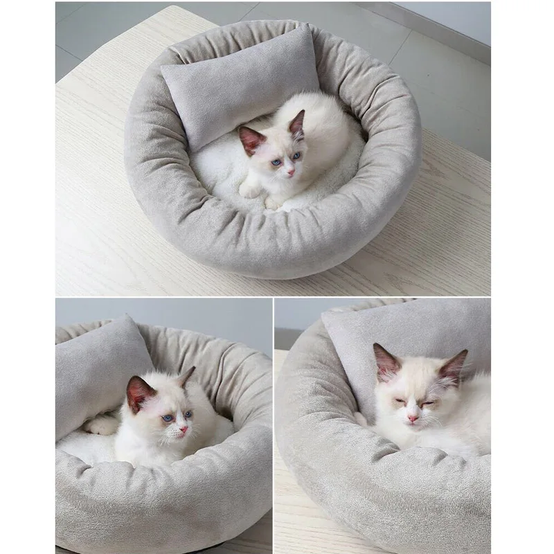 Soft Dog Bed Plush Cat Mat Dog Beds Pet Kennel House Cushion Sleeping Bag Mat for Large Dogs Round Dog Kennel