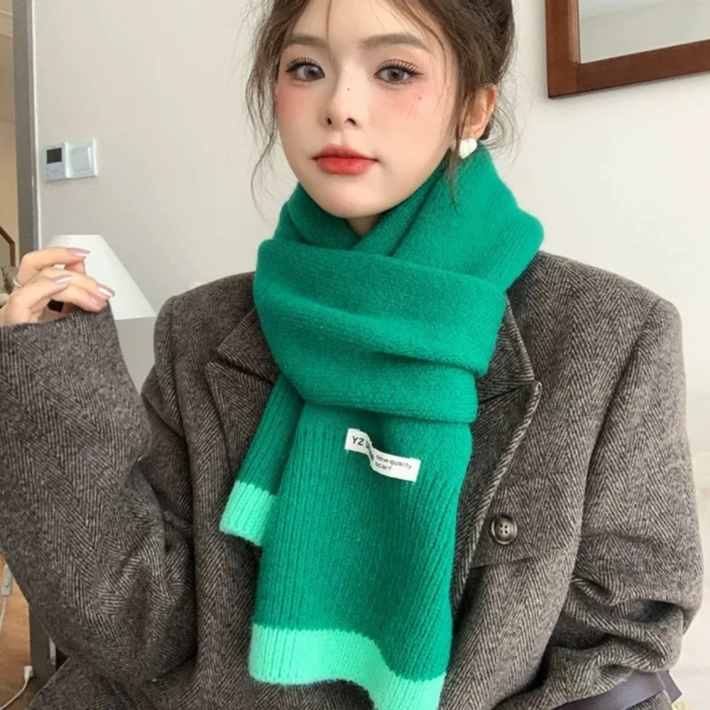 

Elegant Korean Style Multicolor Knitted Scarf Warm Coldproof Winter Wool Scarves Casual Thicken Women Cashmere Shawl Girls