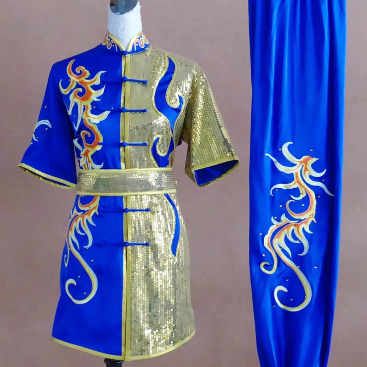 

Custom Tailored Kung Fu Long Fist and Tai Chi Martial Arts Uniform for Competition Embroidered Short sleeve Clothes