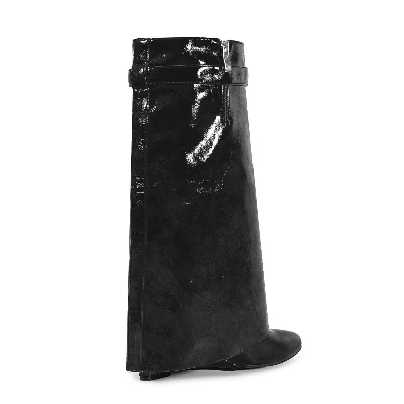 European and American Fashion Lock Decorative Sleeve Short Boots 2024 Women's Pointed Skirt Boots Fashion Banquet Boots