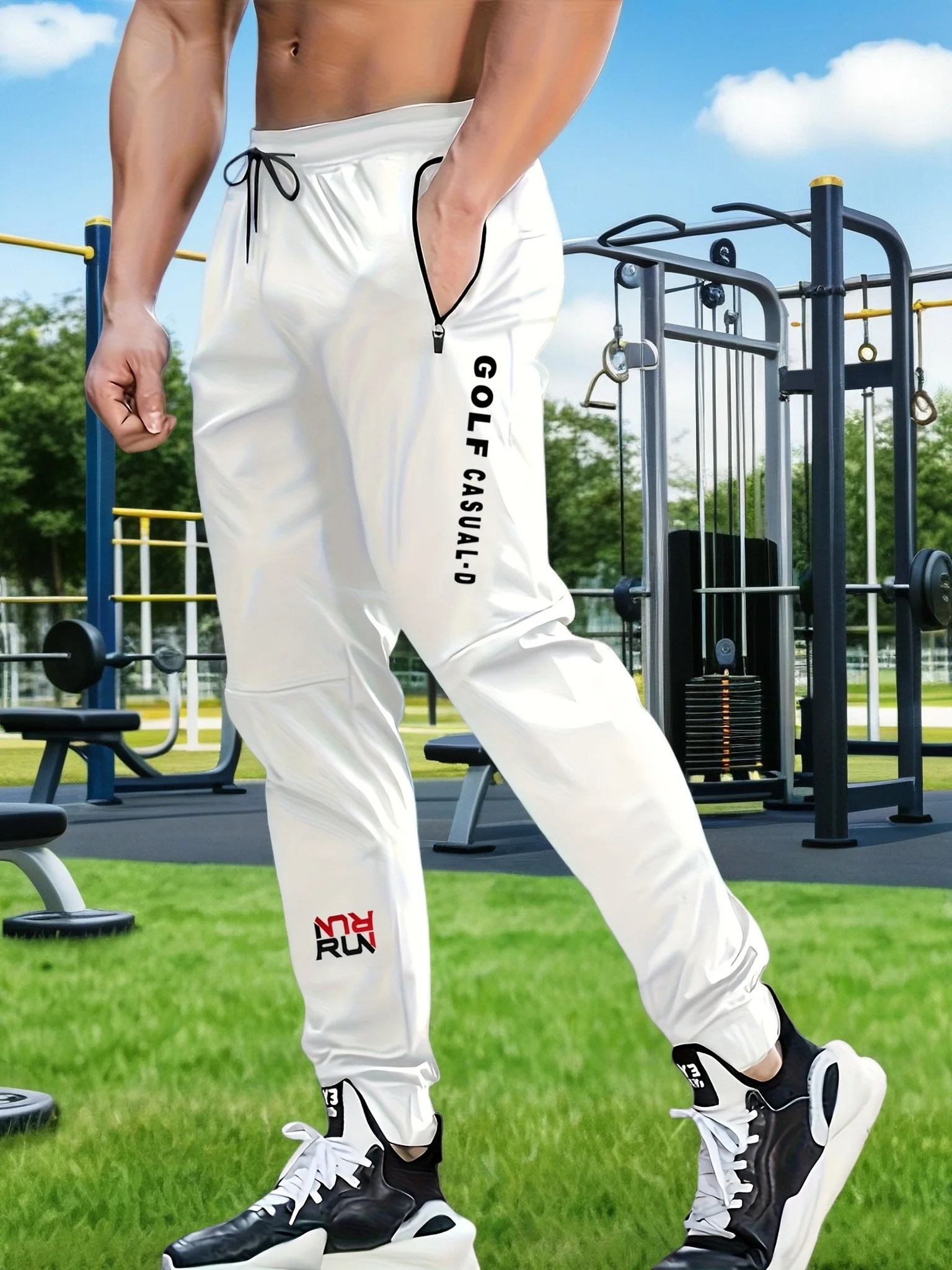 2026 New Men's Ice Silk Sports Pants Slim Fit and Slimming Casual Pants