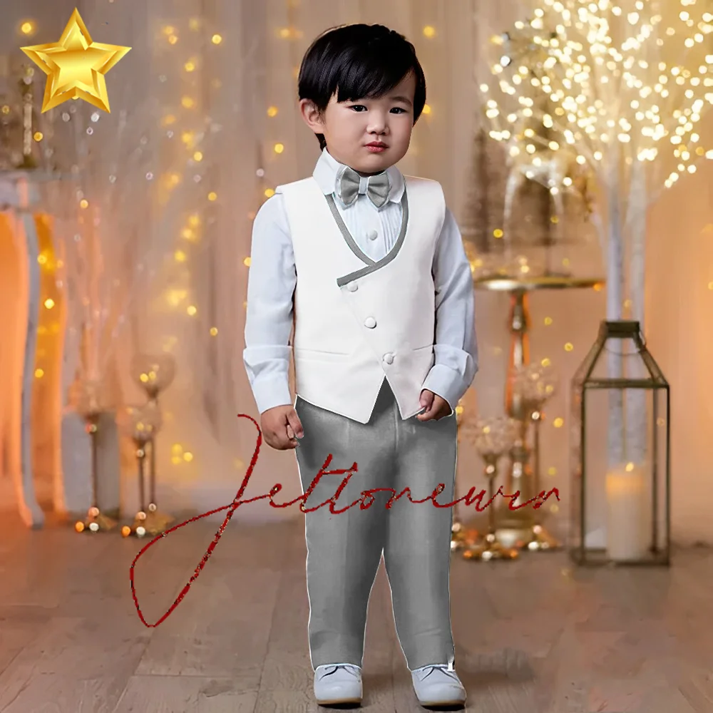 Boys Suit Set Wedding Formal Kids Flower Child Outfit Party Ceremony Birthday Costume Vest Pants 2 Pieces 2-16 years old