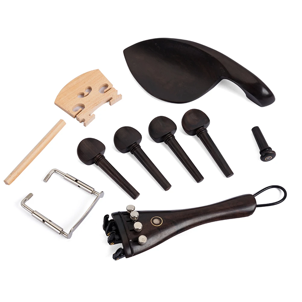 

15pcs /Set Red Rosewood Violin Fittings Parts Accessories Tailpiece Chinrest Endpin Tail Gut Pegs Coffee Handmade Metal Inlay
