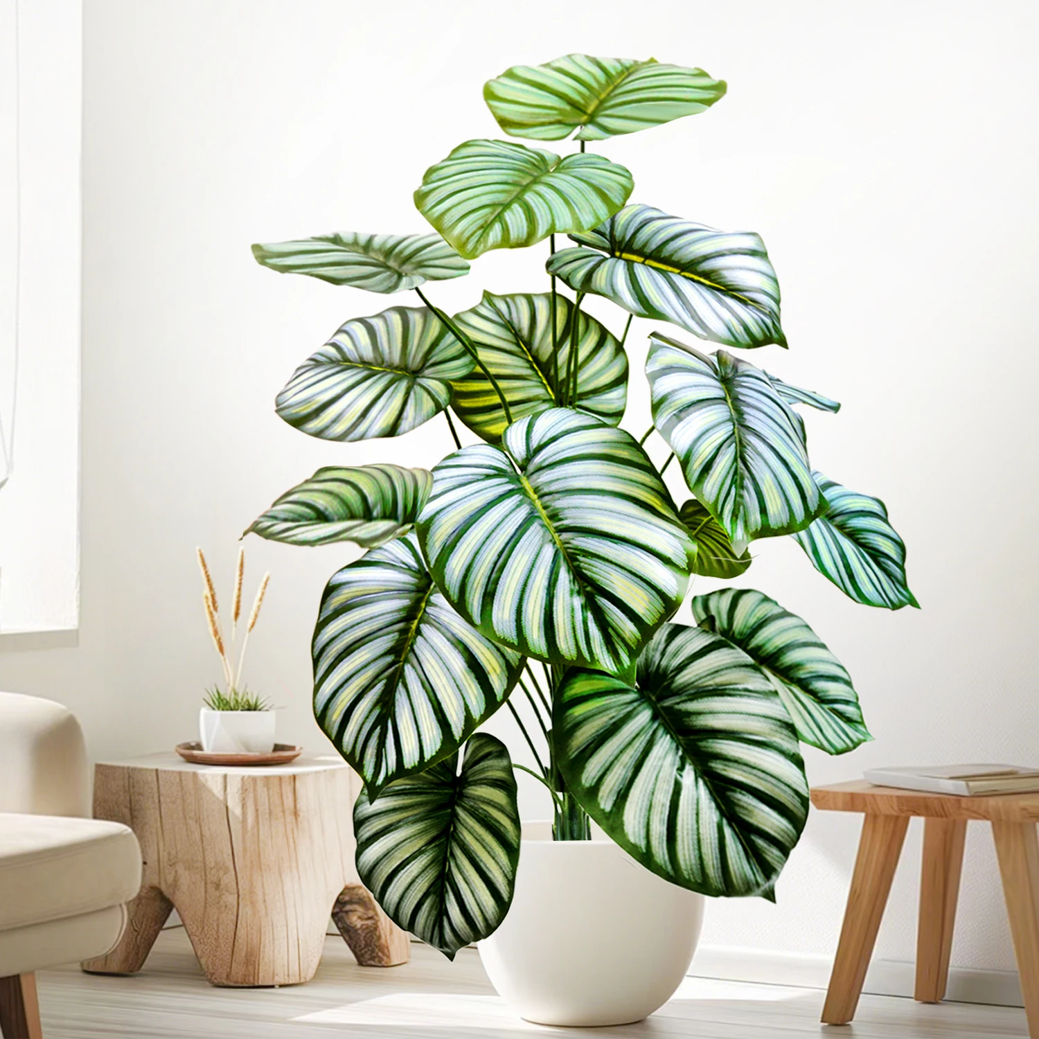58–130 cm/51,1 Zoll künstliche rosa bunte Blätter lila Seerose Apfelblatt Zierpflanzen für Heimdekoration – Detail 10