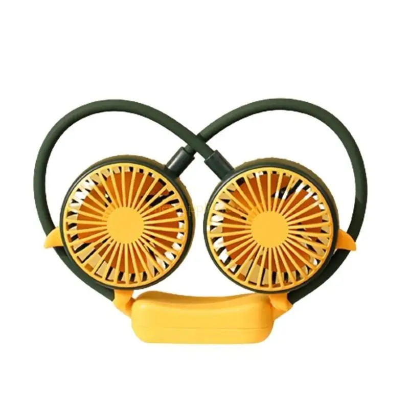 D0AB Folding Mini Fan Hands-Free Hanging Neck Fan Rechargeable Fan Quiet Sports Fans
