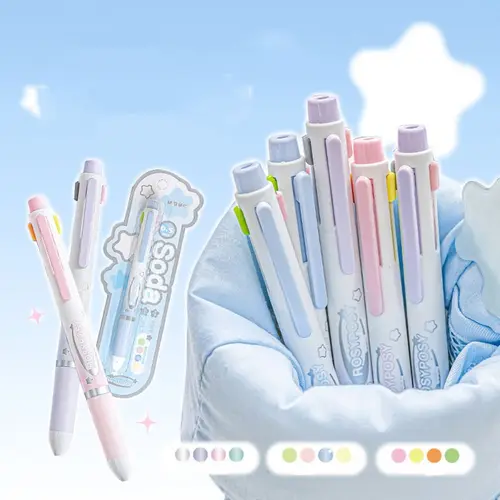 Imagen 1 del producto Bolígrafo multifuncional cuatro en uno, núcleo de plomo de 0,5mm, Flash fino, bolígrafo de gravedad de cuatro colores, lápiz de papelería