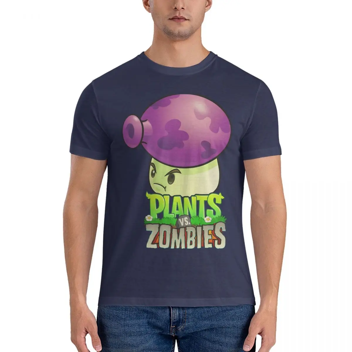 2025 نموذج جديد الفطر لعبة فيديو الرجال تي شيرت النباتات مقابل Z-الزومبي مضحك تيز قصيرة الأكمام س الرقبة تي شيرت القطن الخالص جديد أ
