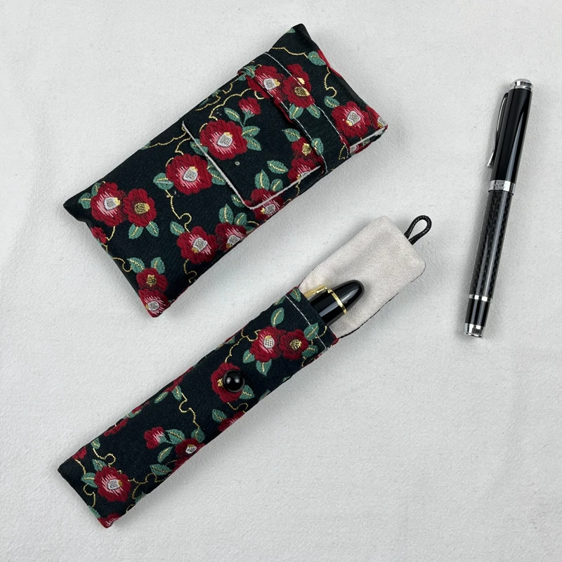 

High-quality original handmade pencil bag fabric pen bag pen cover zipper storage bag black western woven jacquard fabric