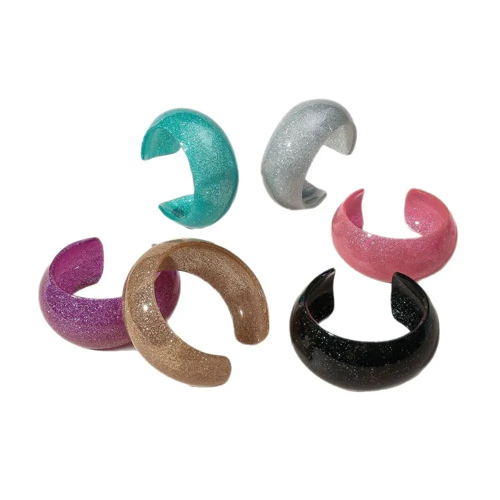 Minority Design Glitter Acrylic Bangle Open Vintage Jelly Color Wide Bracelet Jewelry Accessories Exaggerated