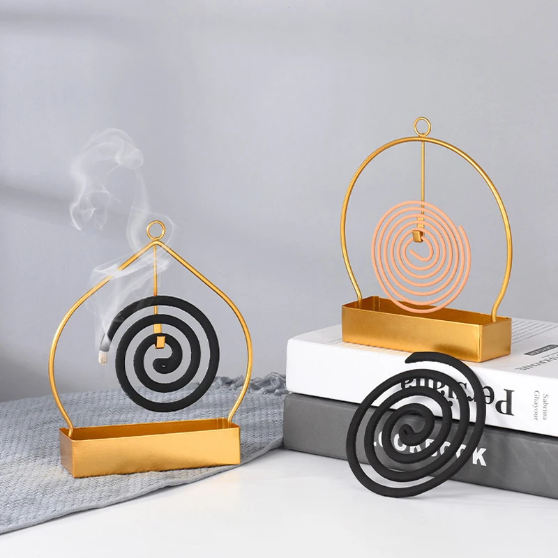Incense Holders Coil Incense Burner Frame Iron Mosquito Coil Holder Modern Repellent Incense Rack For Household Bedroom Patio