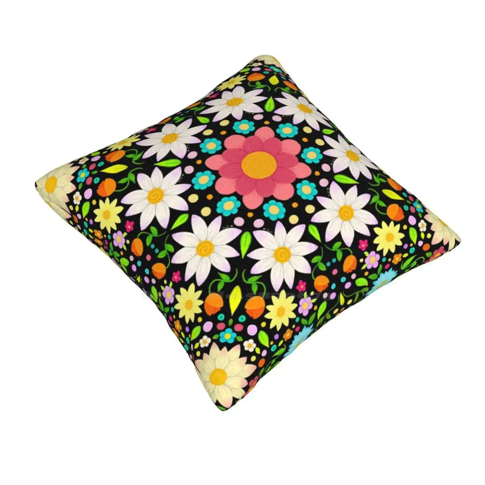 Flower Pattern Circular Design Pillows Case Bedroom Home Decoration Flowers Cute Flower Mandala Circular Pattern Floral Cottage