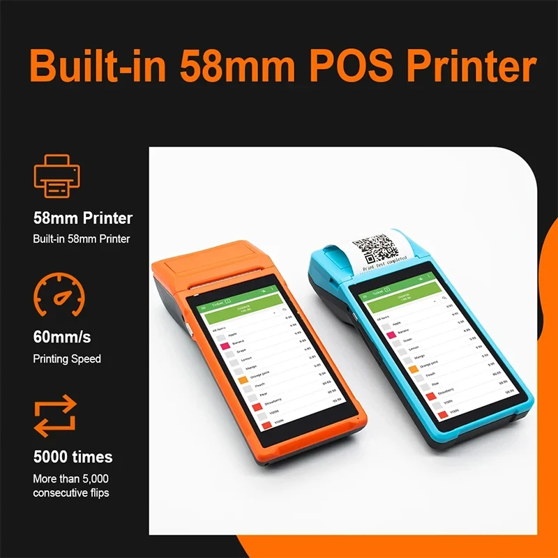 Q1/Q2/Q3Pro Handheld PDA 4G Android 8.1 POS Machines Portable Electronic Ticket Printer Receipt All In One Handheld Business