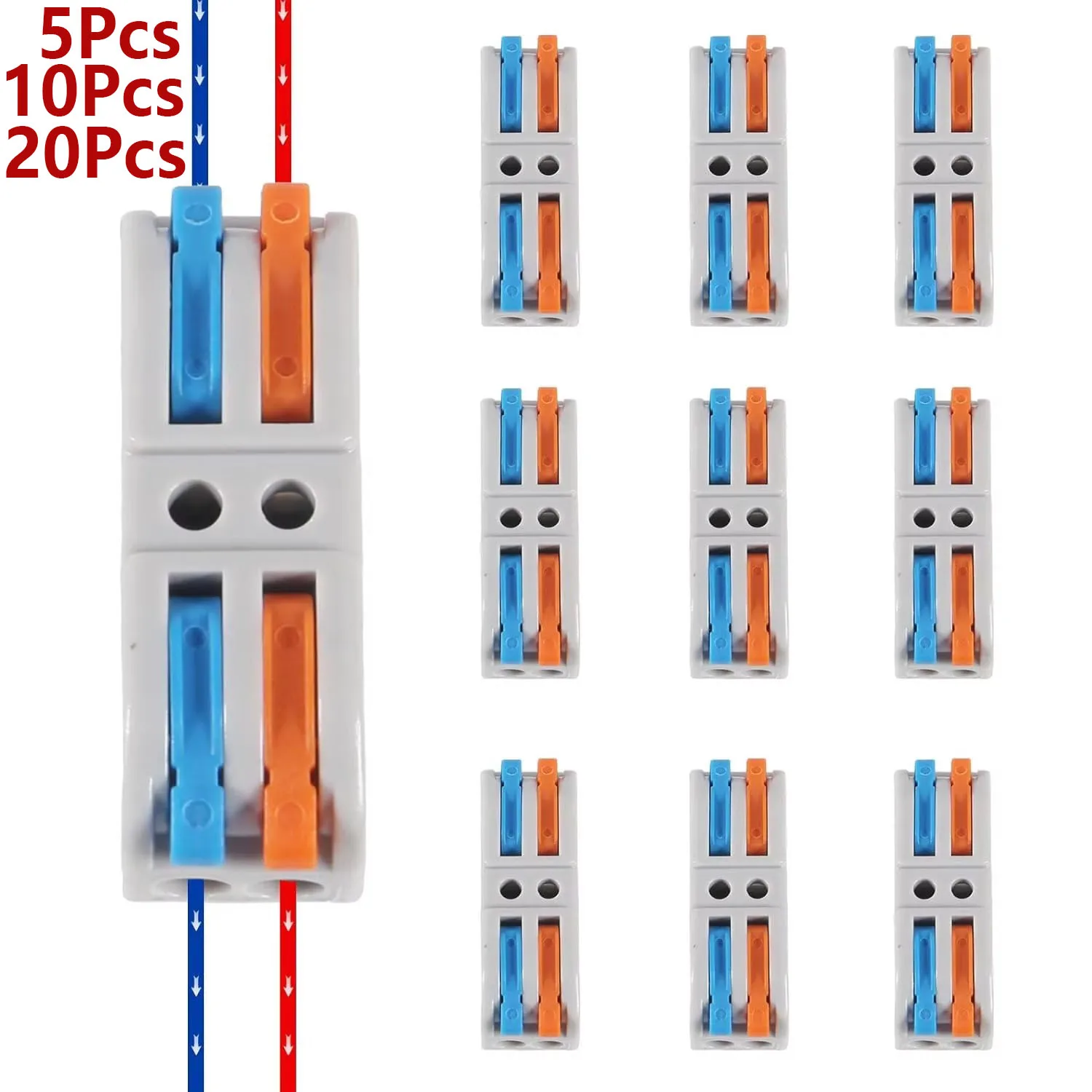 5/10/20PCS Lever Wire Connectors, 2/3Ports Quick Wire Connectors, Electrical Lever  Wire Connectors Push-in Conductor Terminal