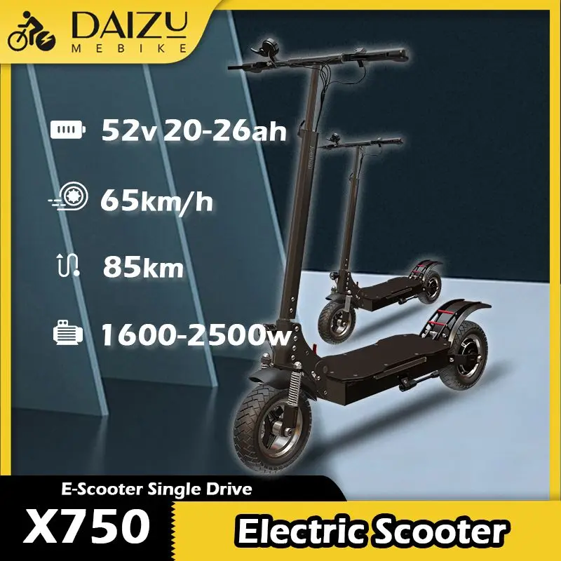 X750 Electric Scooter 52V Powerful Lithium Battery Single Drive, Foldable Scooter Electric with 10 Inch off-road Tire for Adults