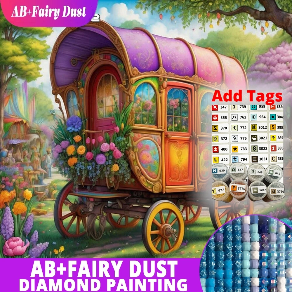 

Новые стикеры AB Fairy Dust DMC для алмазной вышивки: дом, карета, пейзаж, полная квадратная/круглая алмазная мозаика, мультяшный дизайн