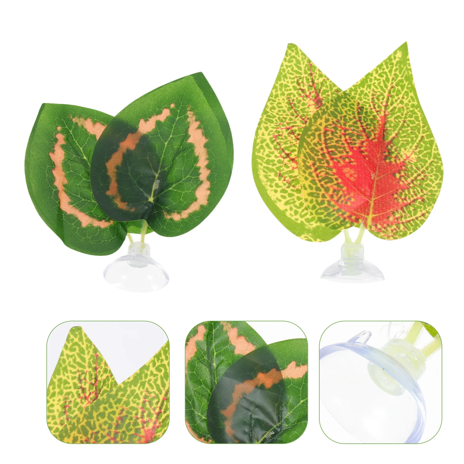 

2Pcs Simulation Plant Leaves Artificial Leaf Ornaments for Reptile Tank Fish Aquarium Decor Lifelike Plastic Reptile Climbing