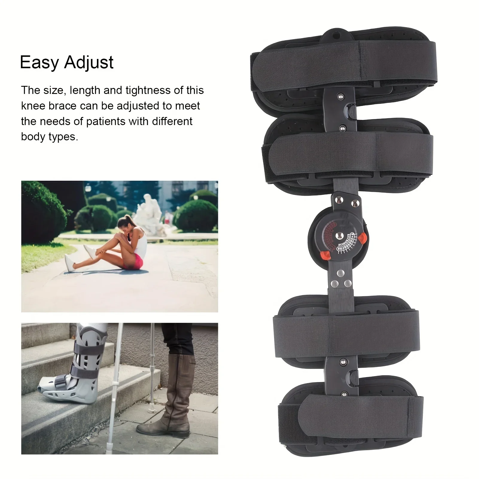 

Adjustable Knee Brace for Rehabilitation and Support - Hand Wash Only, Lace Up Closure, No Electricity Required