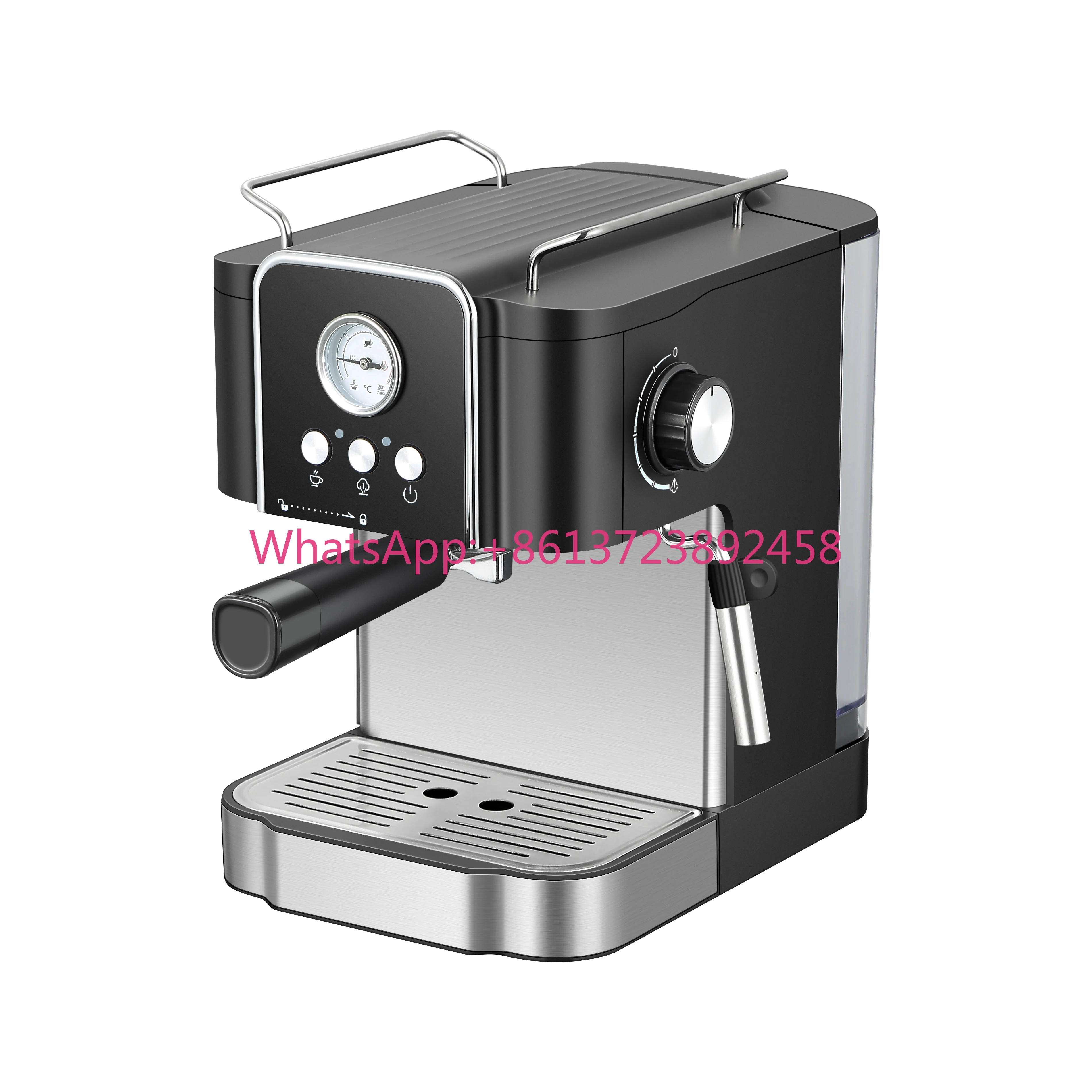 Cafetera Semiautomática para el Hogar con Manómetro Mecánico, Cafetera Italiana, Cafetera Eléctrica de Espresso