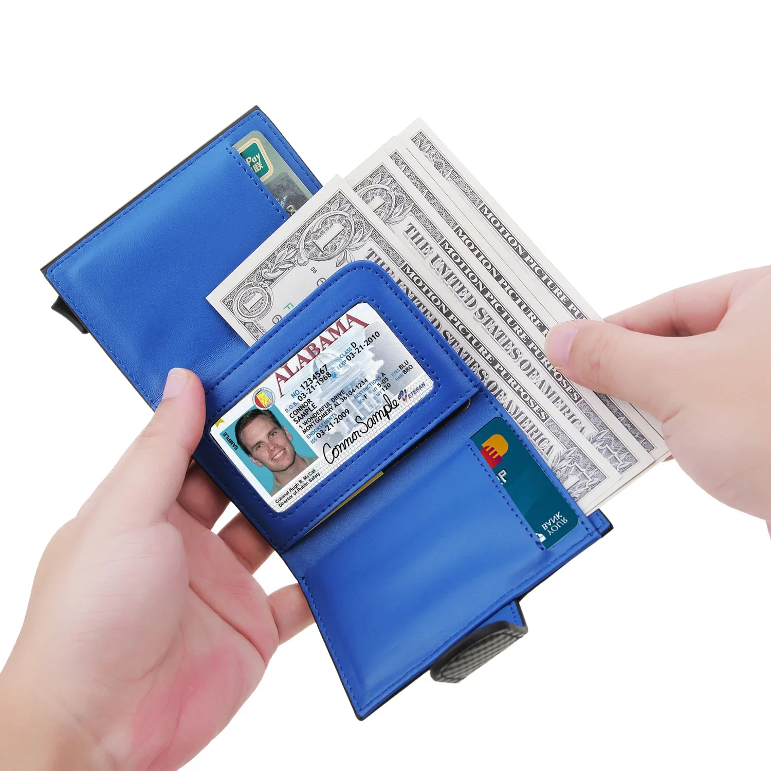 Business Wallets Smart Purses Automatic Pop Up Bank Credit Card Holders Rfid Wallet Male Coins Pocket Mini Purses for Women Men