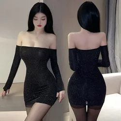 Hot Dress Tight fitting buttocks uniform nightclub short skirt set low cut and high elasticity paty hot girl dresses for women