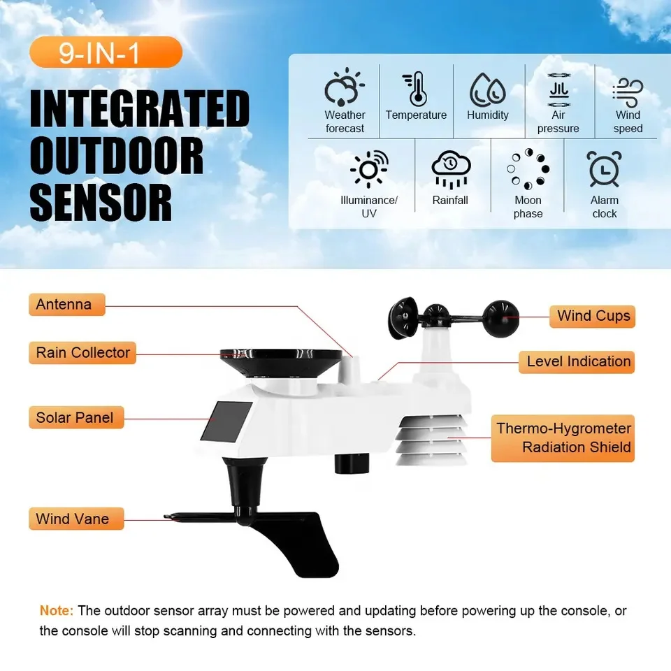 0310-019T Multifunction Weather Station WIFI Function Big Screen Weather Forecast