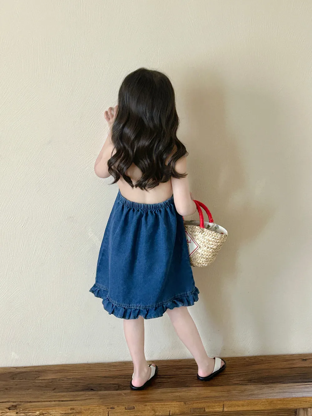 Children Skirt 2024 Summer Girls Western Style Strapless Denim Dress Children Korean Style Skirt Baby Slip Dress Clothes