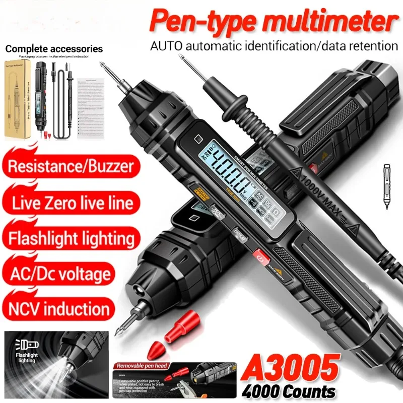 

BIESUO A3005 Digital Multimeter Pen Type 4000 Counts Professional Meter Non-Contact Auto AC/DC Voltage Ohm Diode Tester For Tool