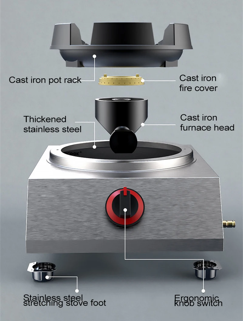 Утолщенная газовая плита из нержавеющей стали, бытовая плитка со сжиженным нефтяным газом, импульсная печь с электронным зажиганием