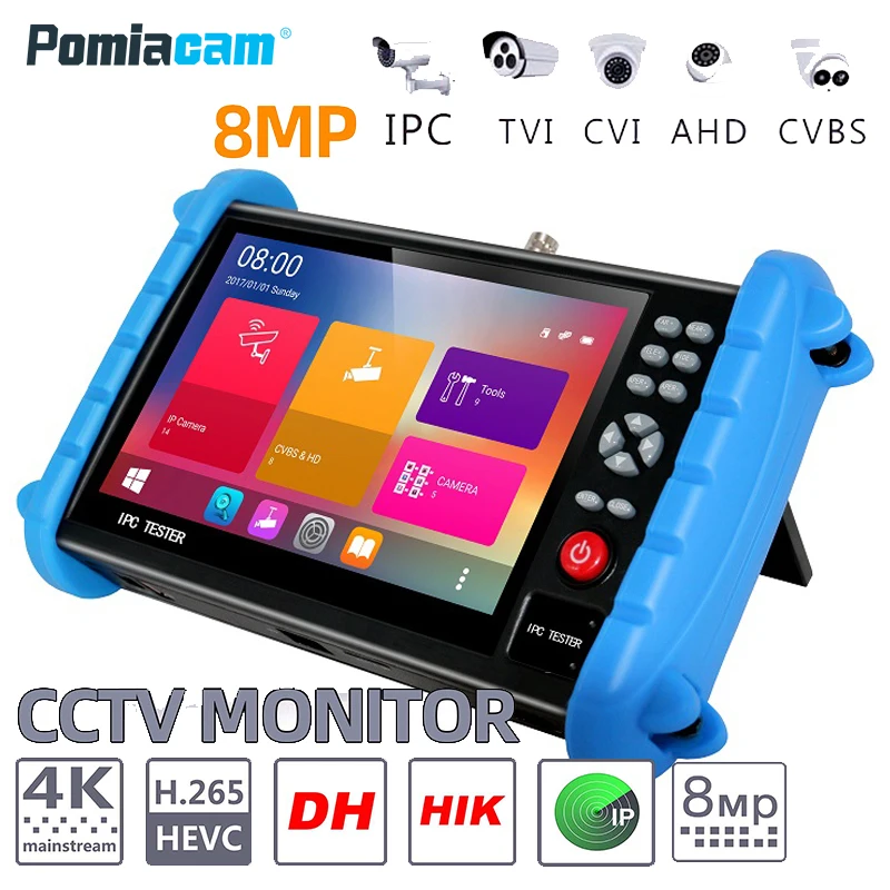 IPC-XATC 7 Inch 5 In 1 HD H.265 4K IP CCTV Tester Monitor 8MP 5MP 1080P AHD CVI TVI Analog CVBS Camera Tester RJ45 WIFI ONVIF