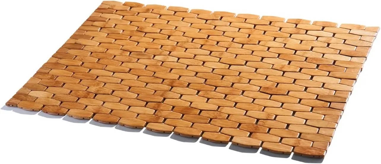 

Rollable Bamboo Bathroom Floor Mat - Non-Slip Bathtub Mat for Spa, Sauna, Kitchen, Outdoor Shower, RV, Water-Resistant W