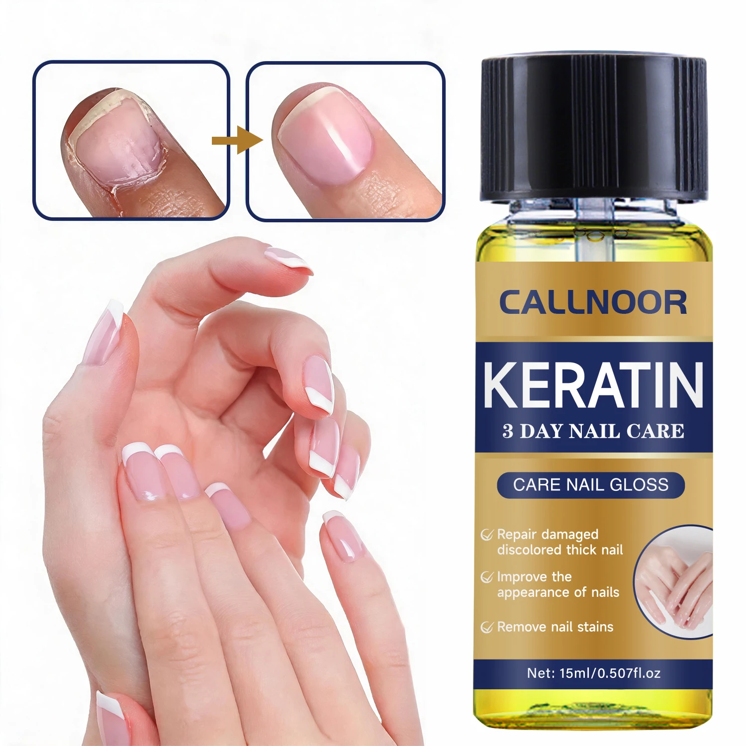 Keratin Nail Oil Rich in Plants Strengthens Damaged Nails Softens Moisturizes Cuticles Prevents Cracking for Nail Care