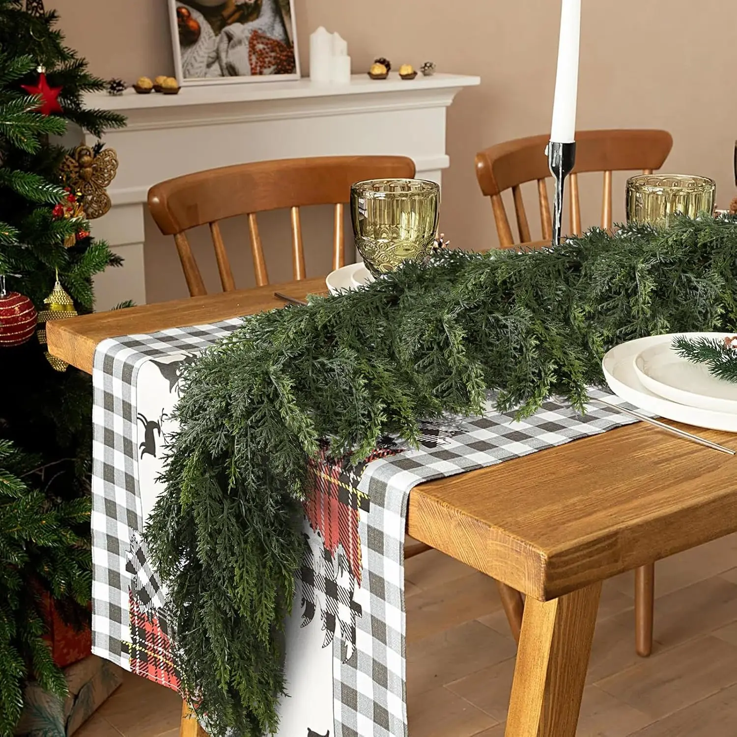275 cm Künstliche Pflanzen Weihnachtsbaum Zypressenblatt-Girlande Heim-Party-Deko Outdoor Hof Kiefer Rattan Hängende Deko-Kränze – Detail 5