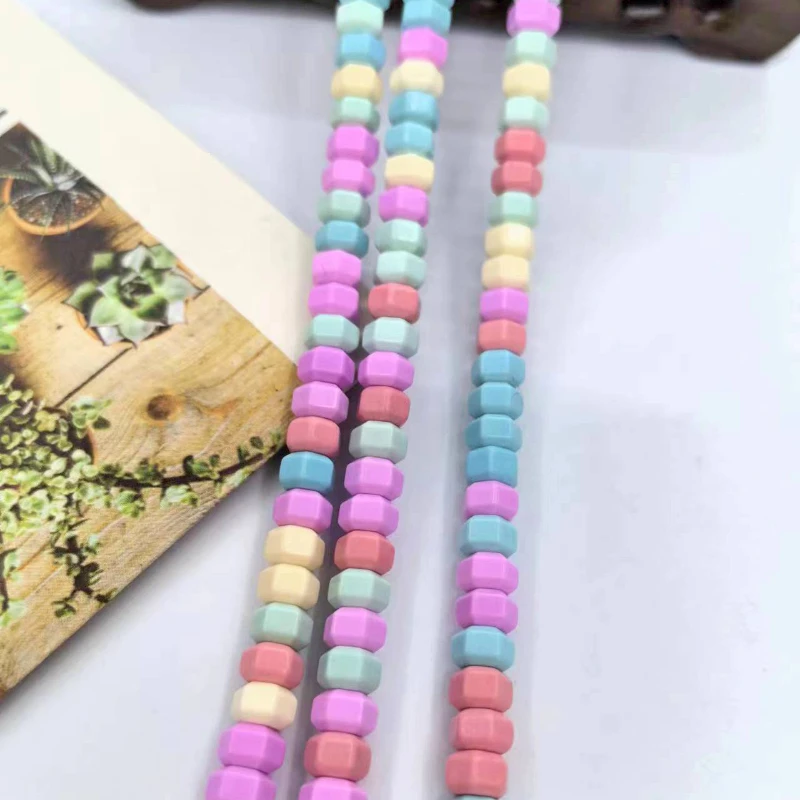 New Colored Agate Cut Six Sided Abacus Beads Handmade DIY Bracelet Necklace Sweater Chain Jewelry Accessories Wholesale