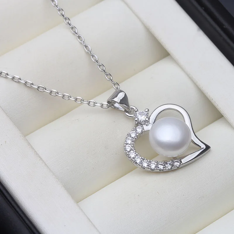 

Trend Natural Cultured Fresh Water Pearl Heart Pendant 925 Silver Woman,White Pearl Pendant Pendant Jewelry Wife Mother Gifts