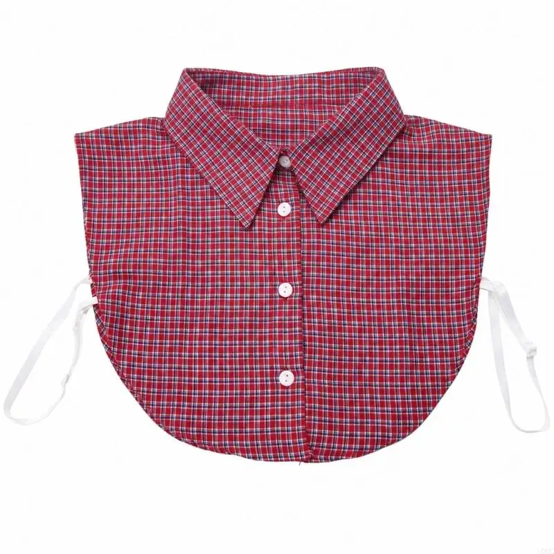 Layered Outfit Collar Accessory Check Pattern Faux Collar with Pointed Shirt Collar for Sweaters and Dresses Y166