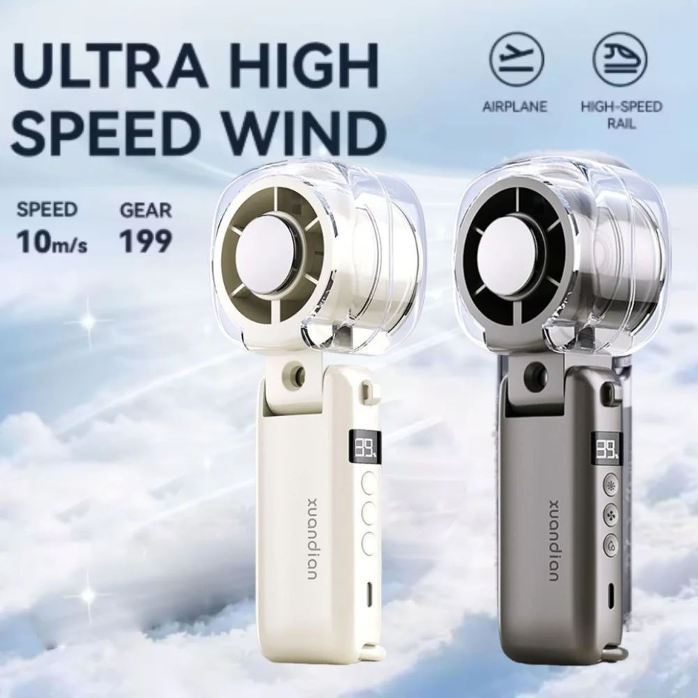 

2026 Semiconductor Mini Handheld Fan 6000mAh Turbine High-speed Violent Electric Fan Folding Neck Ice Pack Refrigeration