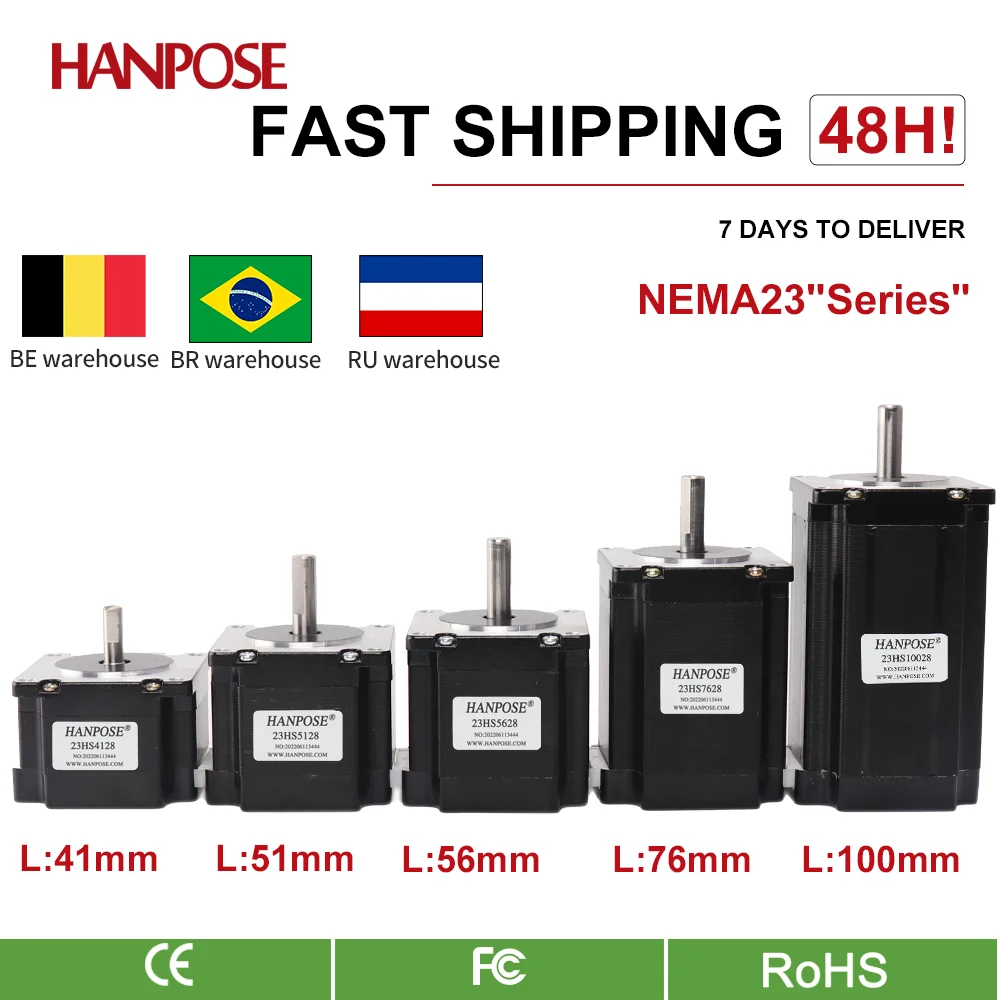 HANPOSE Nema 23 Stepper Motor 23HS5628 Shaft 8mm motor 4-lead  57 Series motor 2.8A 126N.cm For 3D Printer Monitor Equipment