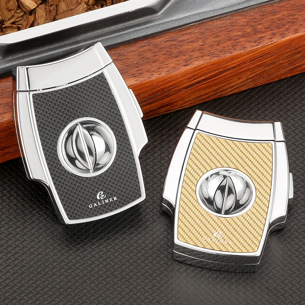 GALINER Cigar Cutter Sharp Tobacco Cutter V-Shaped Carbon Fiber Cigar Scissors with Nice Gift Box for Smoking Lover