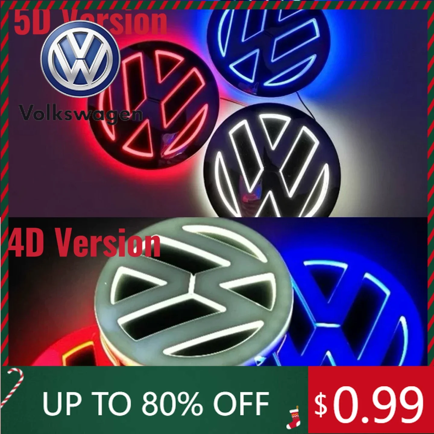 

Interior Stickers 1Pc VW 11cm 4D 5D Logo Light LED Rear Badge Light Front Grille Emblem For VW Bora Golf Jetta POLO MAGOTAN Pass
