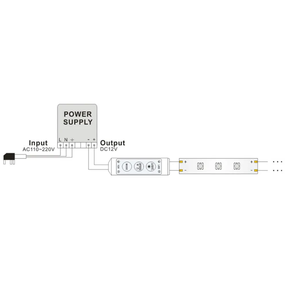 DC Plug 12V 24V Mini LED Monochrome Dimmer 12A 3-Key Lighting Adjustment Controller For LED Single Color Light Source Lamp Strip